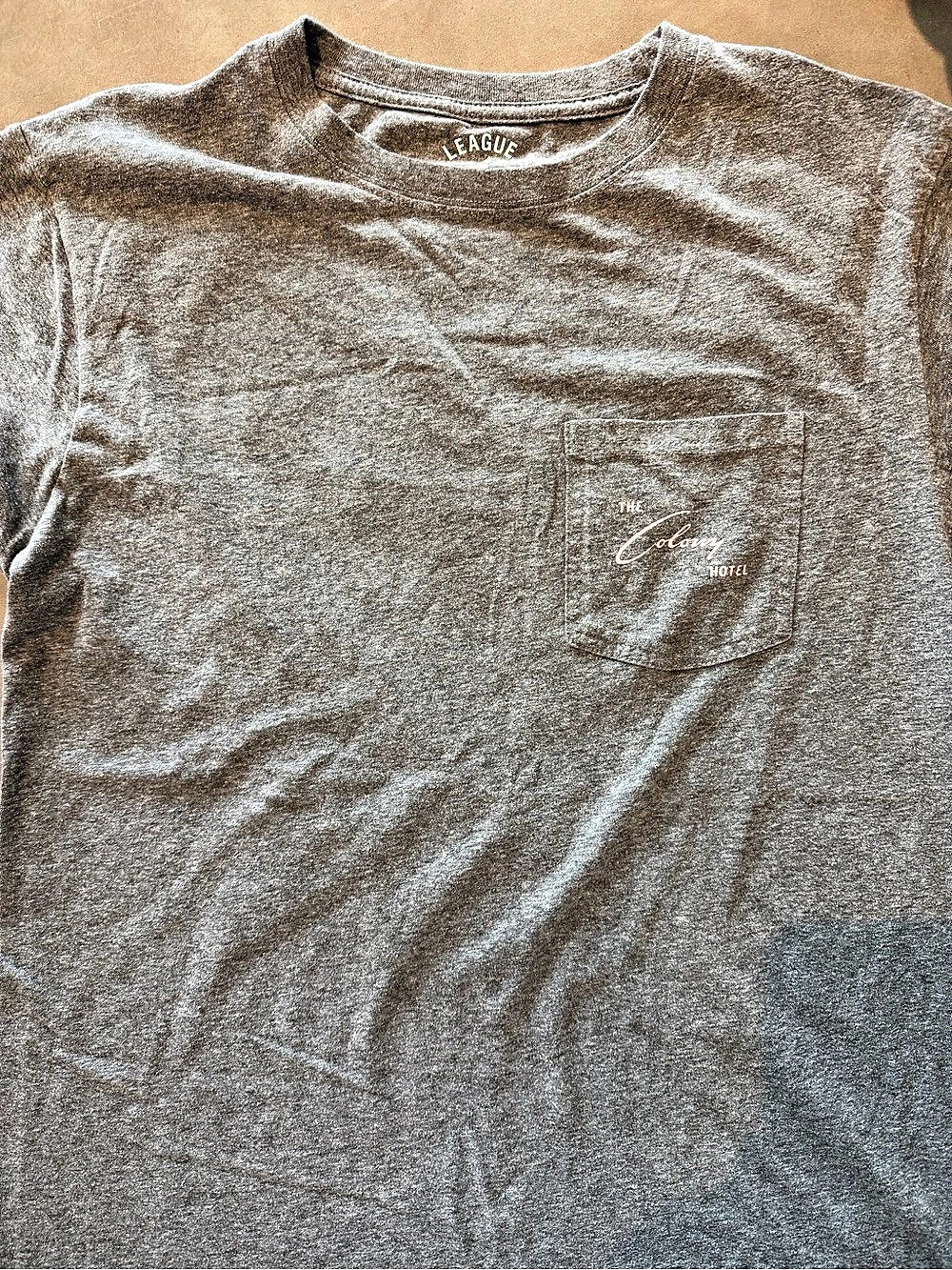 Colony hotel T-shirt Men's Pocket Tee Gray Size Large